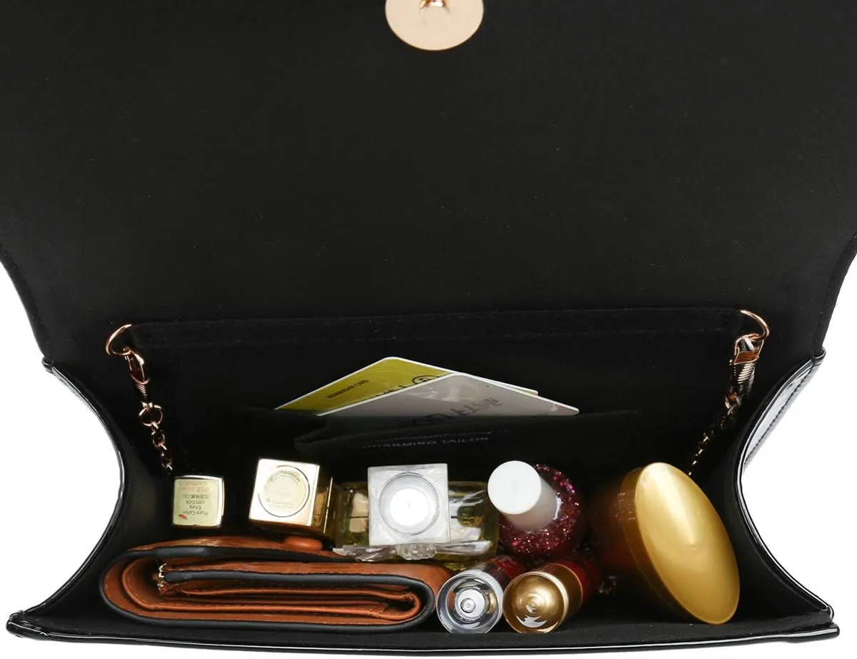 CHARMING TAILOR Patent Leather Flap Clutch Classic Elegant Evening Bag Chic Dress Purse