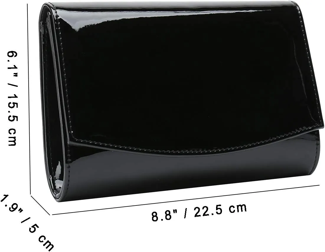 CHARMING TAILOR Patent Leather Flap Clutch Classic Elegant Evening Bag Chic Dress Purse
