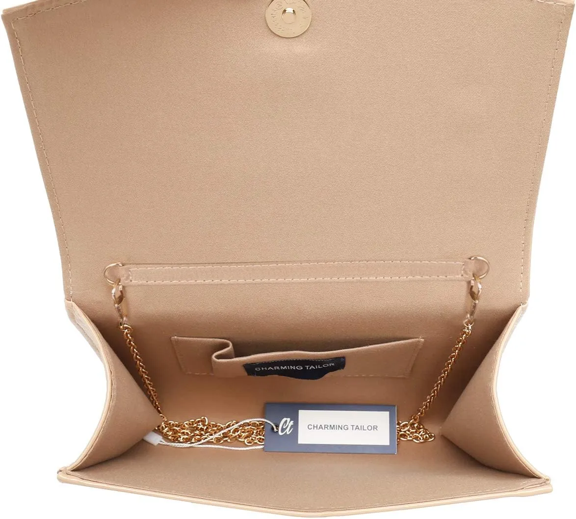 CHARMING TAILOR Patent Leather Flap Clutch Classic Elegant Evening Bag Chic Dress Purse
