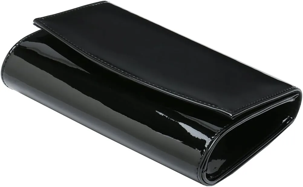 CHARMING TAILOR Patent Leather Flap Clutch Classic Elegant Evening Bag Chic Dress Purse