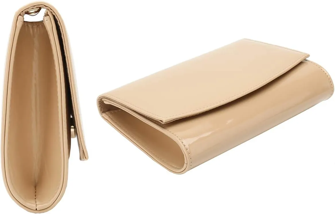 CHARMING TAILOR Patent Leather Flap Clutch Classic Elegant Evening Bag Chic Dress Purse