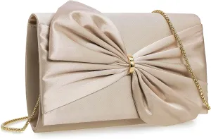 CHARMING TAILOR Satin Bow Formal Bag Women Evening Purse Elegant Clutch Handbag Wedding/Prom/Party