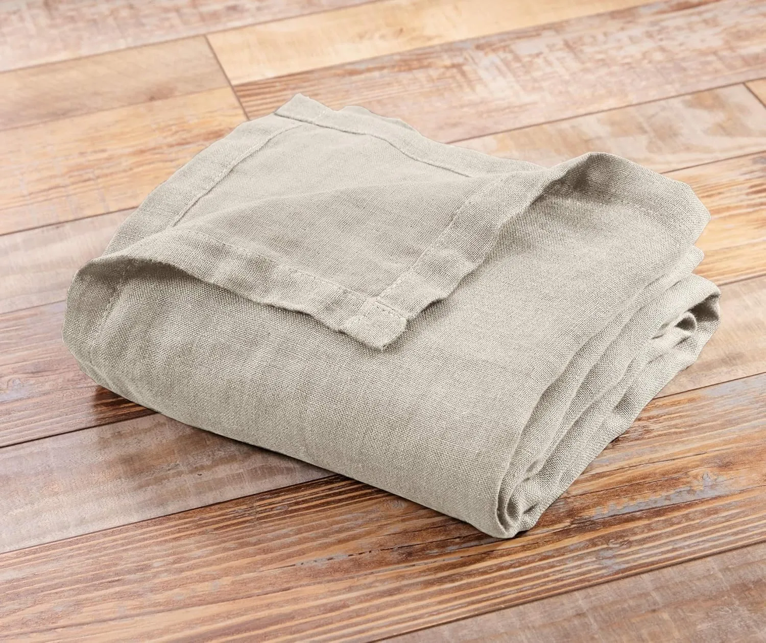 Chezmoi Collection Brussels Belgian Flax Linen Throw Blanket, 50" x 70" - Pre-Washed Super Soft Lightweight Breathable Summer Blanket Natural Linen Color for Living Room Couch & Bed