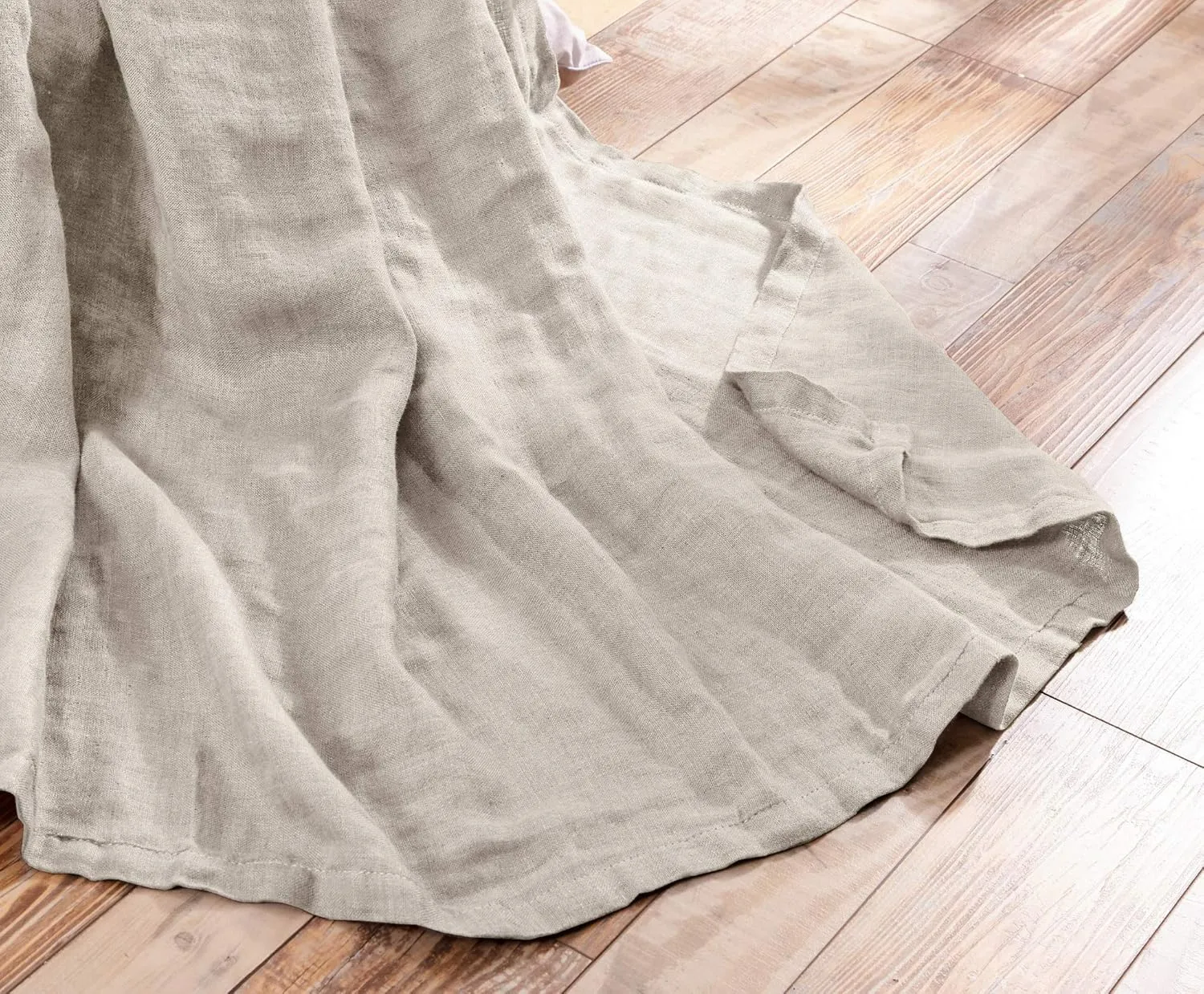 Chezmoi Collection Brussels Belgian Flax Linen Throw Blanket, 50" x 70" - Pre-Washed Super Soft Lightweight Breathable Summer Blanket Natural Linen Color for Living Room Couch & Bed
