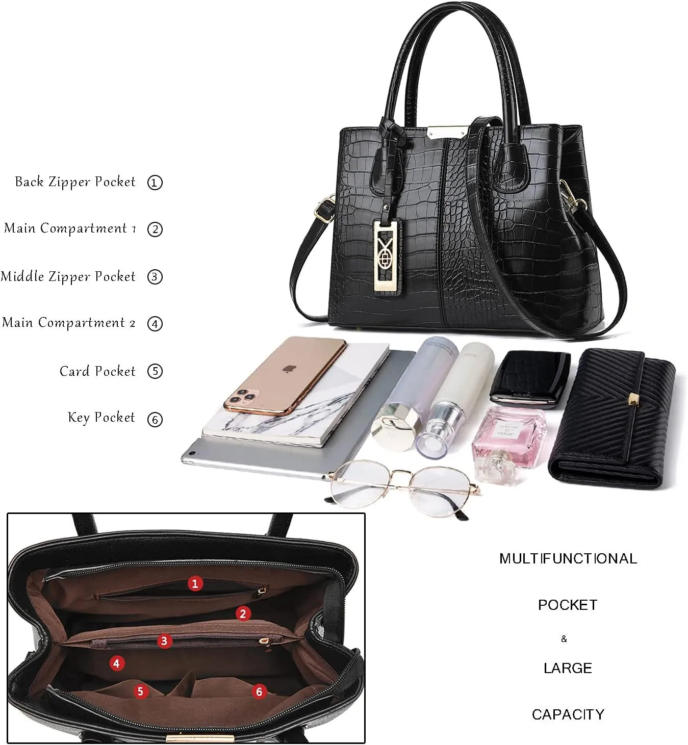 CHICAROUSAL Purses and Handbags for Women Leather Crossbody Bags Women's Tote Shoulder Bag