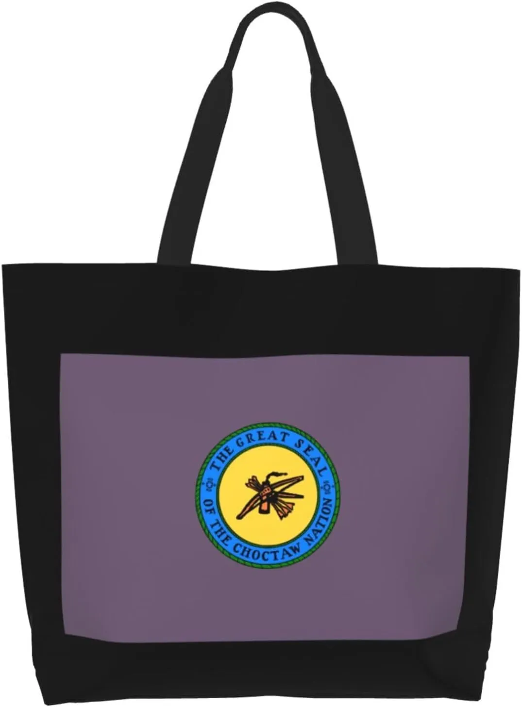 Choctaw Nation of Oklahoma Flag Canvas Tote Bags for Women, Ladies Shoulder Handbags Large Purse Lightweight Foldable Reusable Shopping Bag with Pockets for Work, Travel, 15.7x19.7in