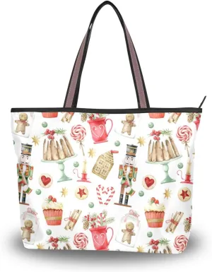 Christmas Handbag for Women Shoulder Bag Gym Tote Travel Shopping Satchel