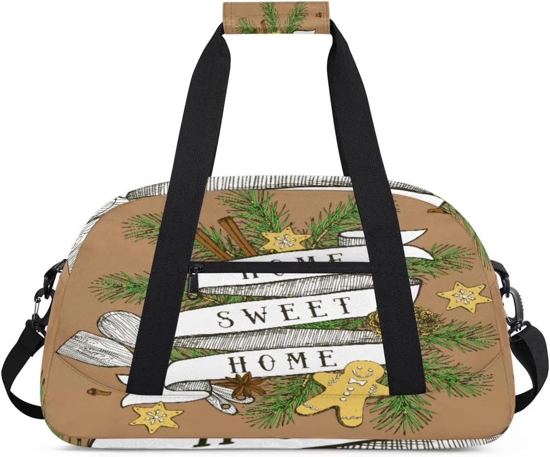 Christmas Tree Gym Duffel Bag for Men Women Sweet Home Sports Tote Bag with Adjustable Shoulder Strap for Dance Gymnastics Traveling Outdoor Camping Overnight Stay