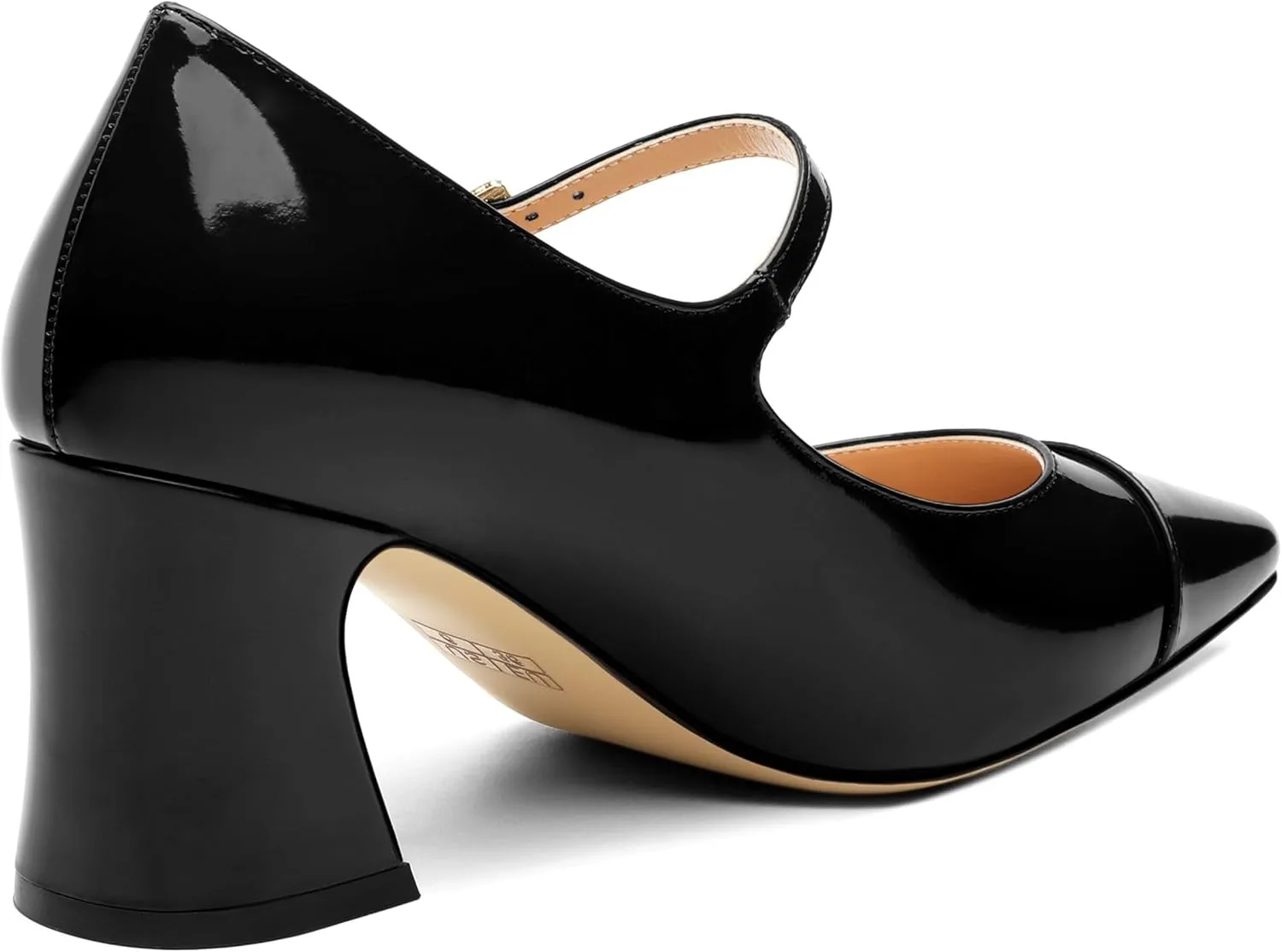 Chunky Block Heels for Women Square Patent Mary Jane Closed Toe Slip On Pumps Party Dress Wedding Shoes 2.5Inch