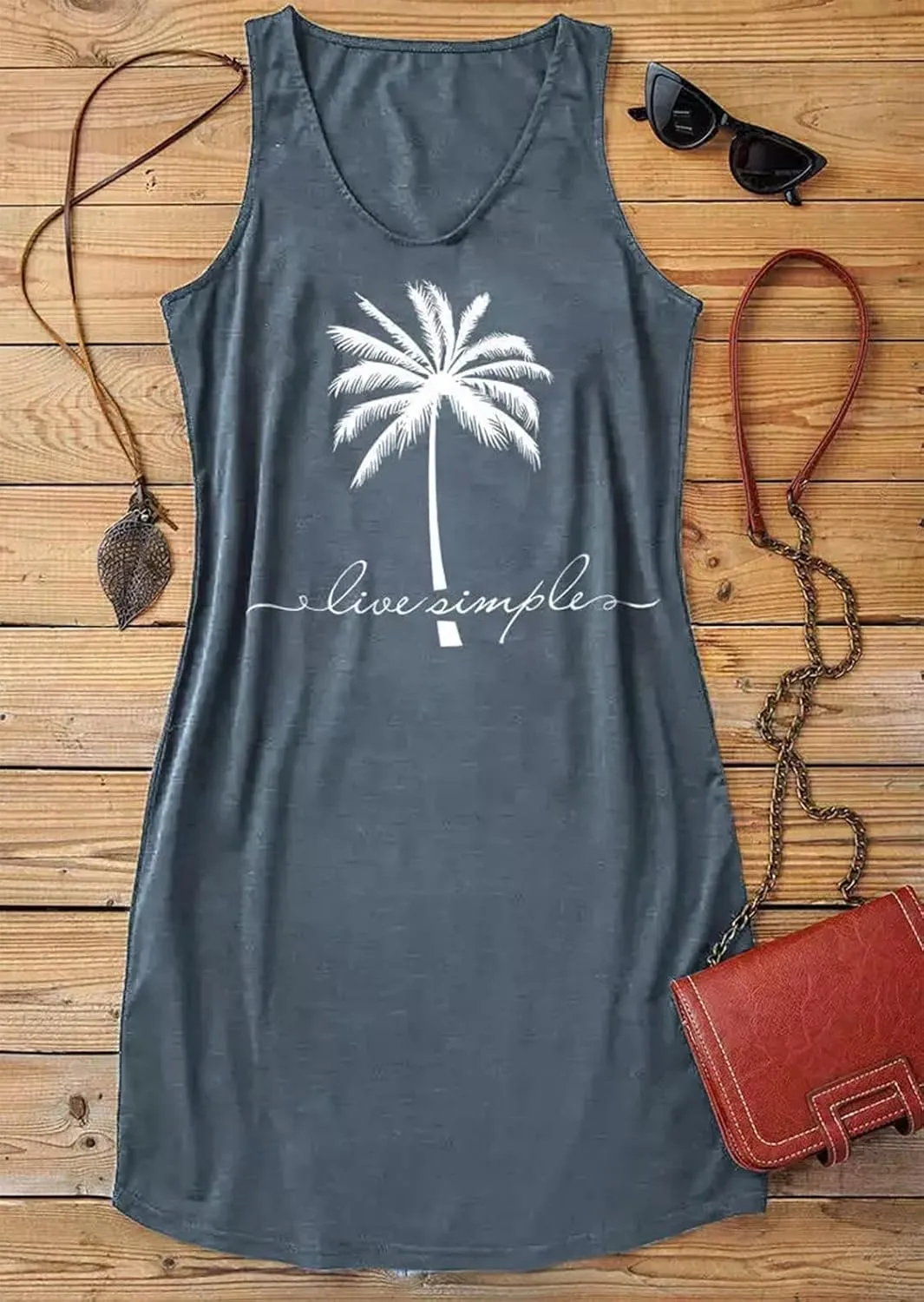 CHUNTIANRAN Mini Dress for Women Summer Beach Vacation T Shirts Sundress Sexy V Neck Sleeveless Tanks Dresses
