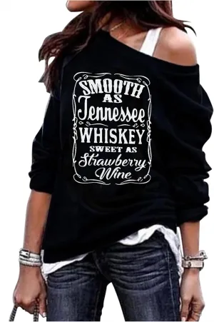 CHUNTIANRAN Women's Sexy Off Shoulder Sweatshirt Nashville Country Music Sweatshirt Vintage Long Sleeve Pullover T Shirt