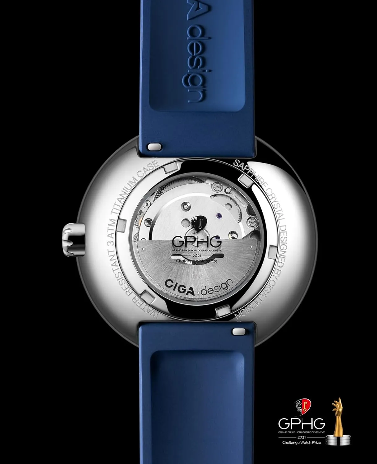 CIGA Design Mechanical Automatic Watch Blue Planet U Series Stainless Steel/Titanium/Ceramics Case Sapphire Crystal Fluororubber/Ceramics Strap Watches Gifts for Men and Women