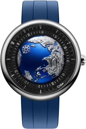 CIGA Design Mechanical Automatic Watch Blue Planet U Series Stainless Steel/Titanium/Ceramics Case Sapphire Crystal Fluororubber/Ceramics Strap Watches Gifts for Men and Women