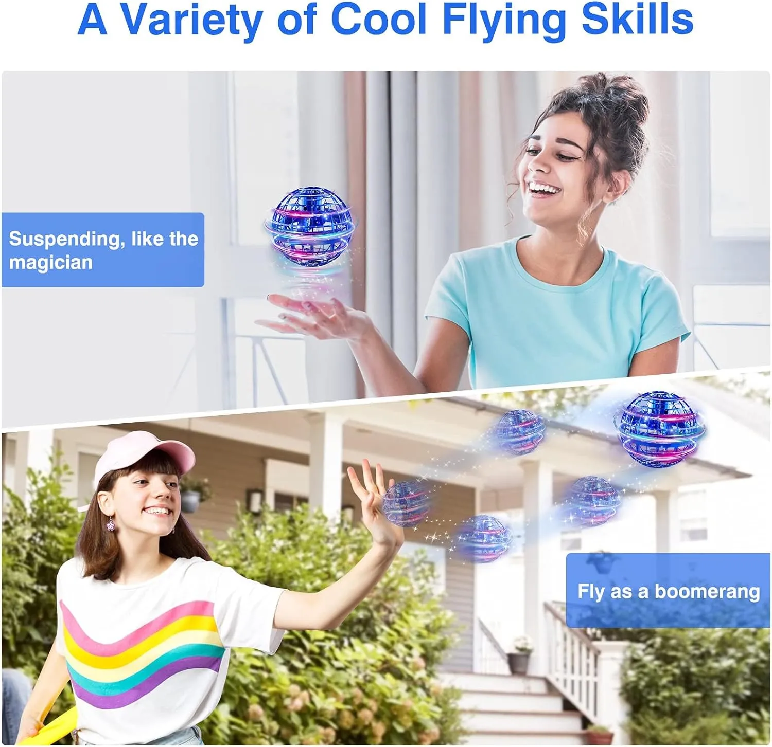 Ciniffo Upgraded Flying Orb Ball Toy, Hand Controlled Boomerang Hover Ball, Cosmic Globe Flying Spinner with Endless Tricks, Cool Toys Gifts for 8 9 10 11 12  Year Old Boys Girls Teens Outdoor Toys