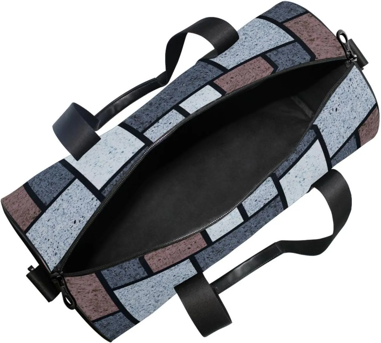 Classic Wall Texture for Tiles Seamless Grey White Brown Rectangles Portable Gym Bag, Travel Bag, Luggage bag, Sports Bag, Toiletry Bag with Handles, Detachable Shoulder Strap 17.6 x 9 x 9 inch