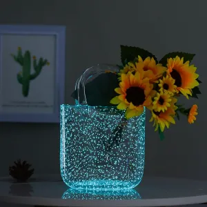 Clear Glass Handbag Vase Hand-Blown Glass Luminous Bubble Unique Cool Vase for Home Centerpiece, Wedding, Office Desk, Fish Bowl Vase Decor Living Room Coffee Table
