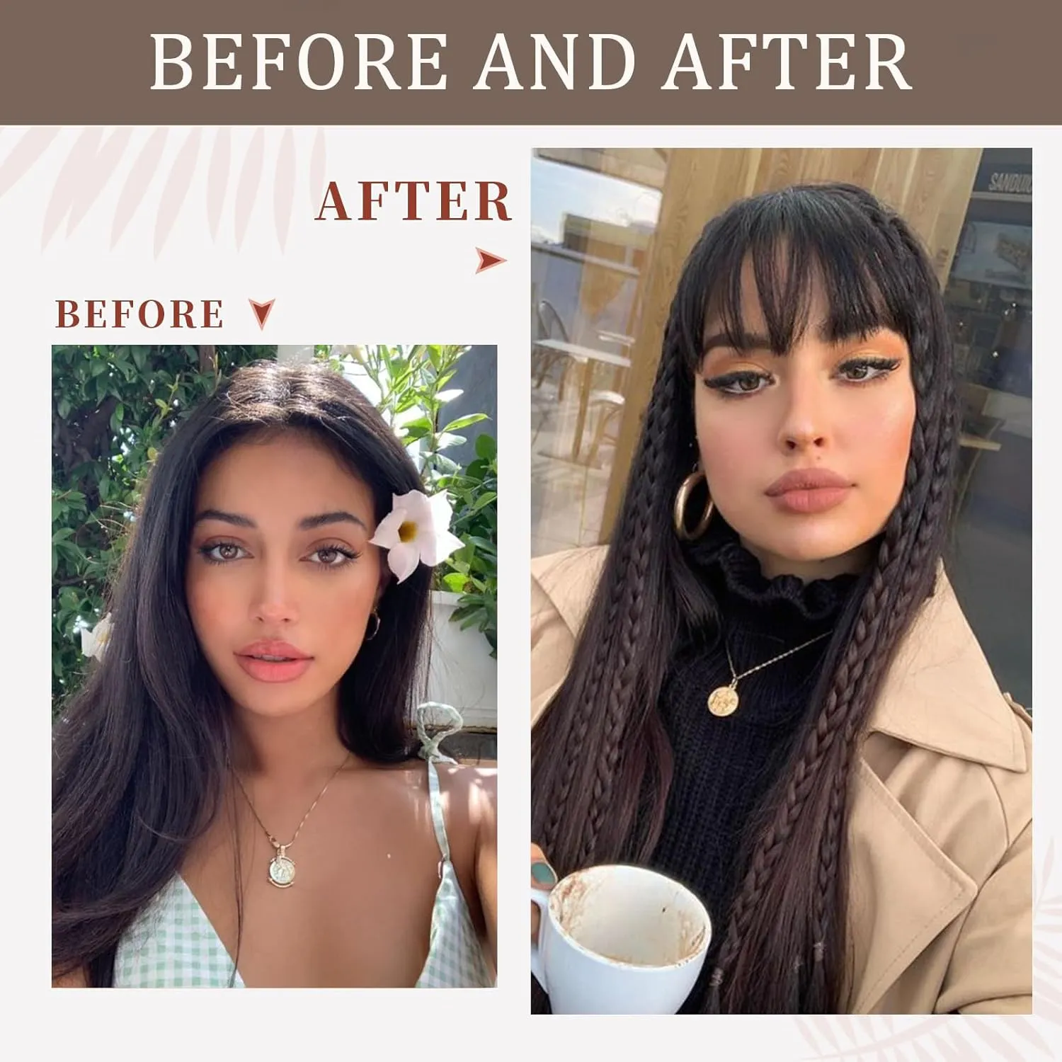 Clip In Bangs-Fake Bangs Hair Clip Natural Black Clip On Bangs Real Human Hair Curtain Bangs For Women Clips French Bangs Hair Extensions Fringe With Temples Hairpieces Curved Bangs For Daily Wear