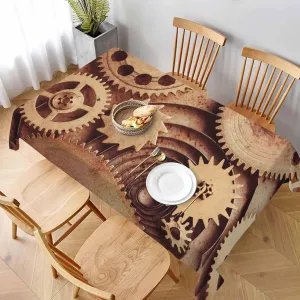 Clock Gear Table Cloth 60x84 Inch Outdoor Table Cover Steampunk Old Mental Mechanical Clock Gears Rectangle Tablecloths Deco for Kitchen Home Dinner Party
