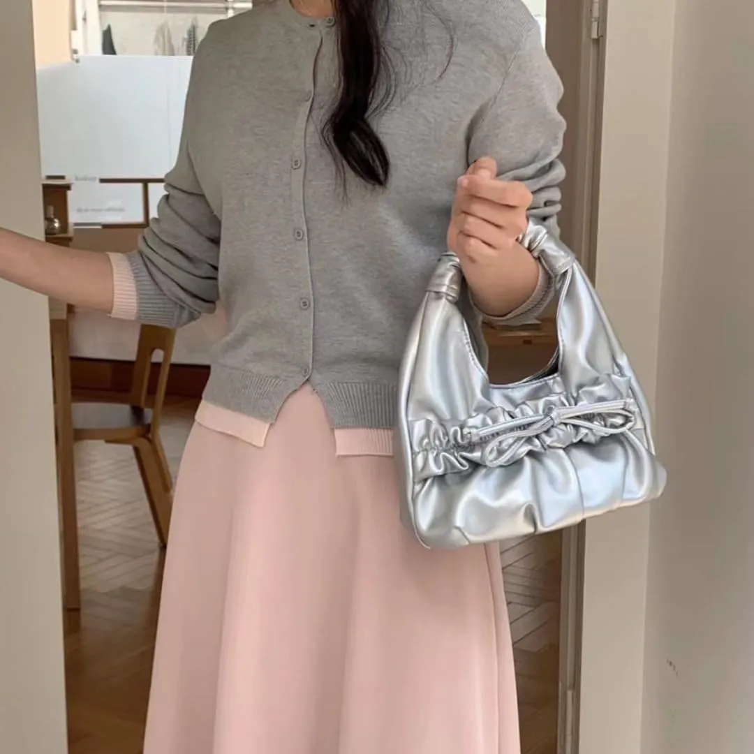 Cloud Bag Top Handbag for Women PU Leather Clutch Purses Bow Underarm Bag Shoulder Bag Cute Crossbody Bags