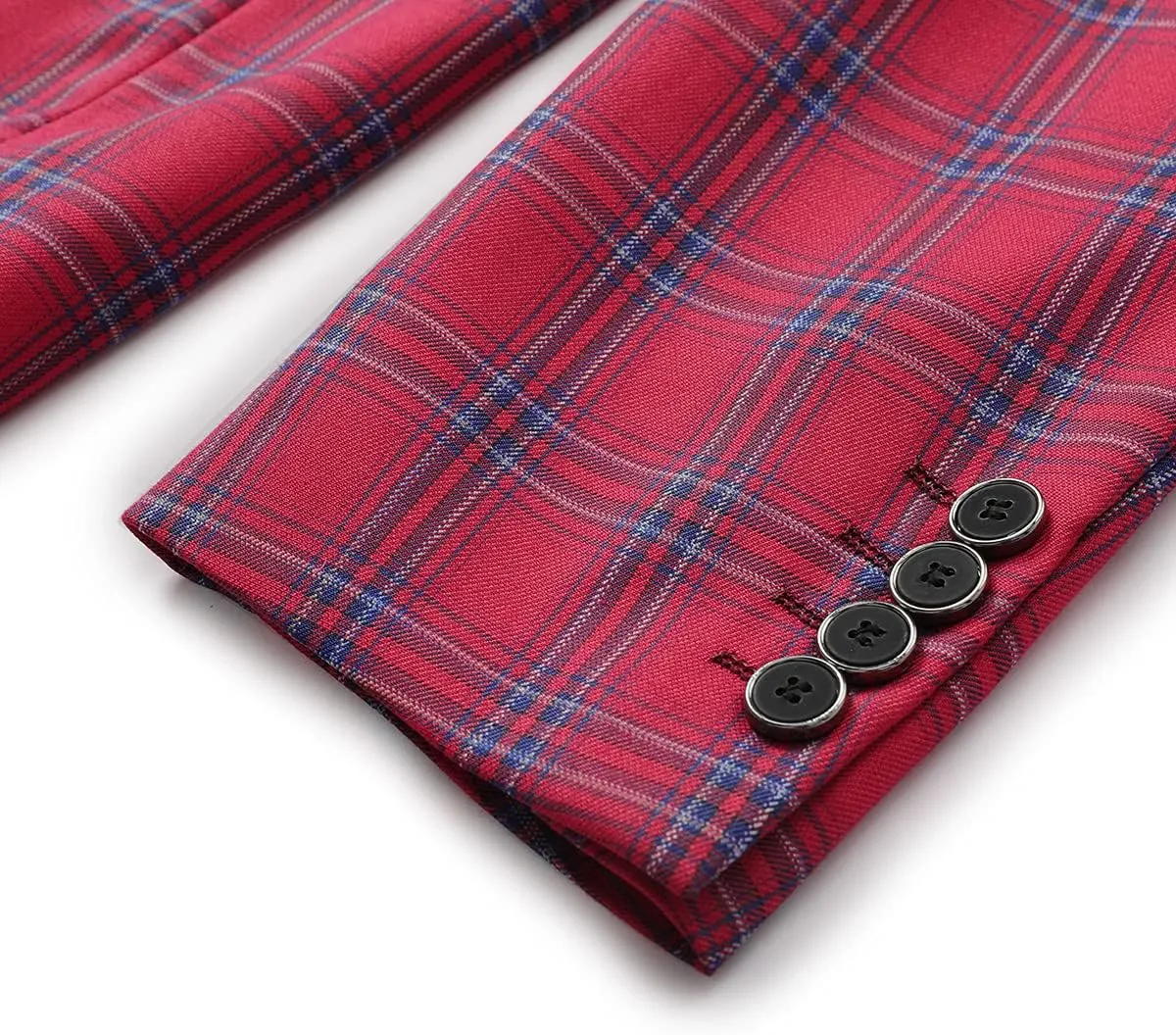 Cloudstyle Mens Formal Suit Jacket Blazer Plaid 2 Button Closure Prom Business Sport Coat