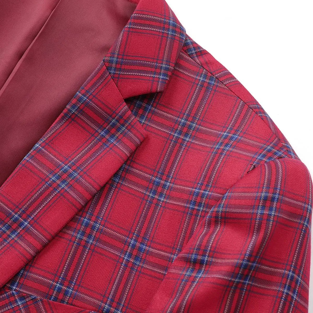 Cloudstyle Mens Formal Suit Jacket Blazer Plaid 2 Button Closure Prom Business Sport Coat