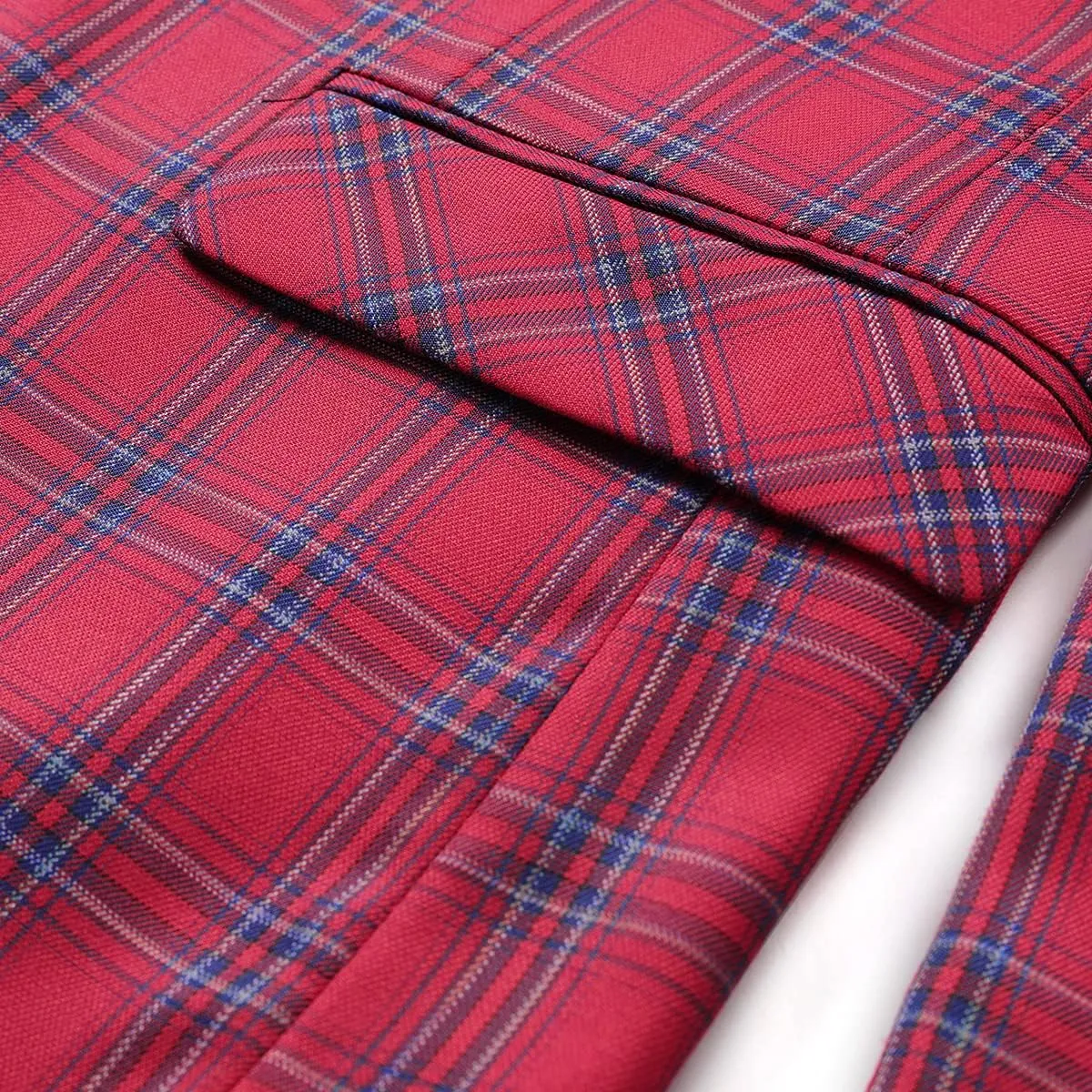 Cloudstyle Mens Formal Suit Jacket Blazer Plaid 2 Button Closure Prom Business Sport Coat