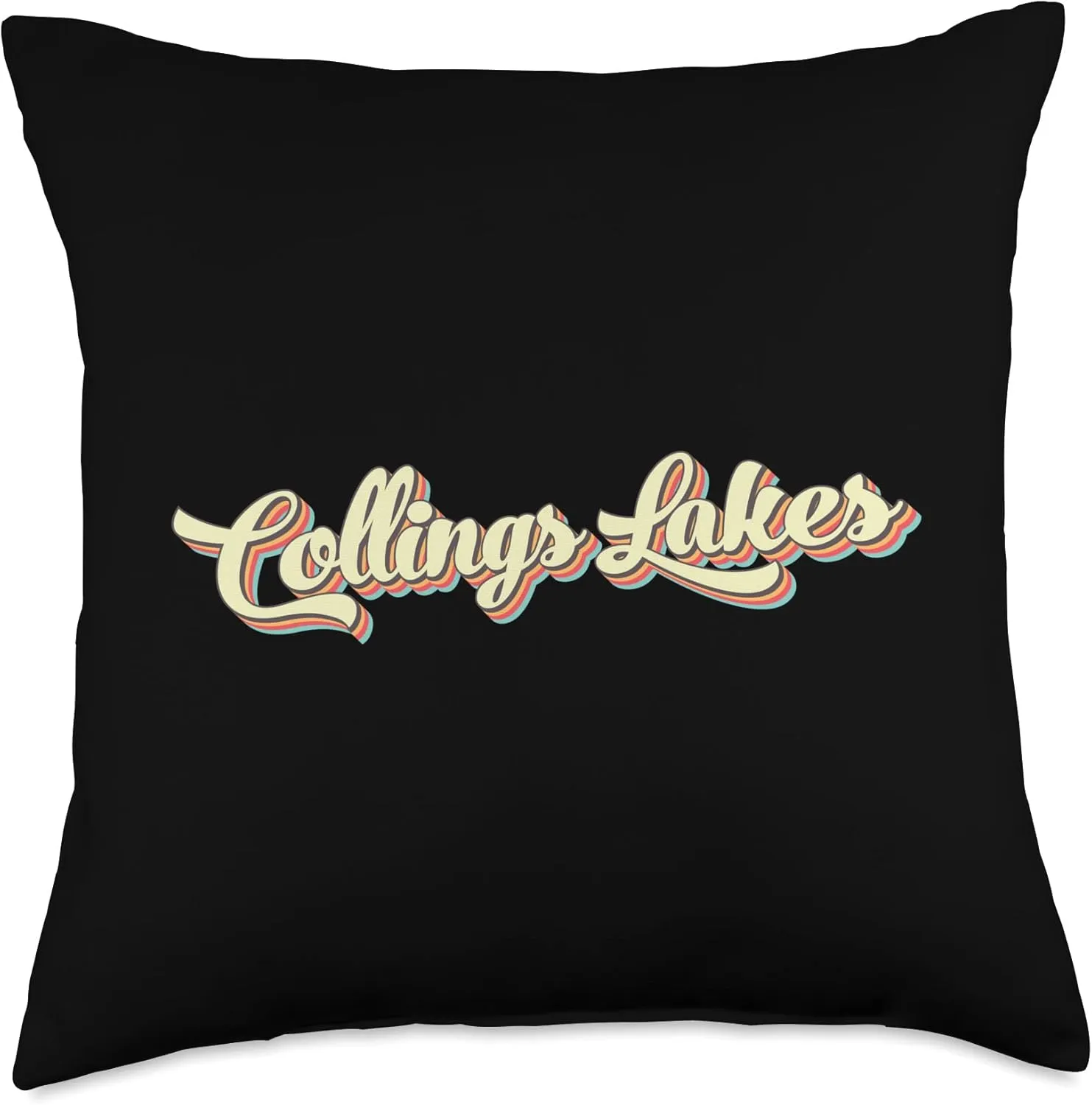 Collings Lakes TShirt Retro Art Baseball Font Vintage Throw Pillow