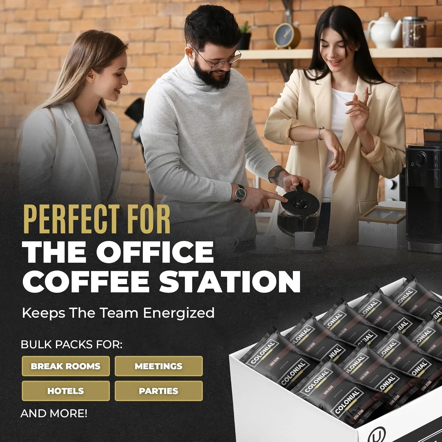 Colonial Coffee 32 Count Single Pot Coffee Packets – 100% Arabica Breakfast Blend Medium Roast | Pre-Measured Frac Packs for 12 Cup Maker | Bulk Ground Gourmet Coffee for Home & Office