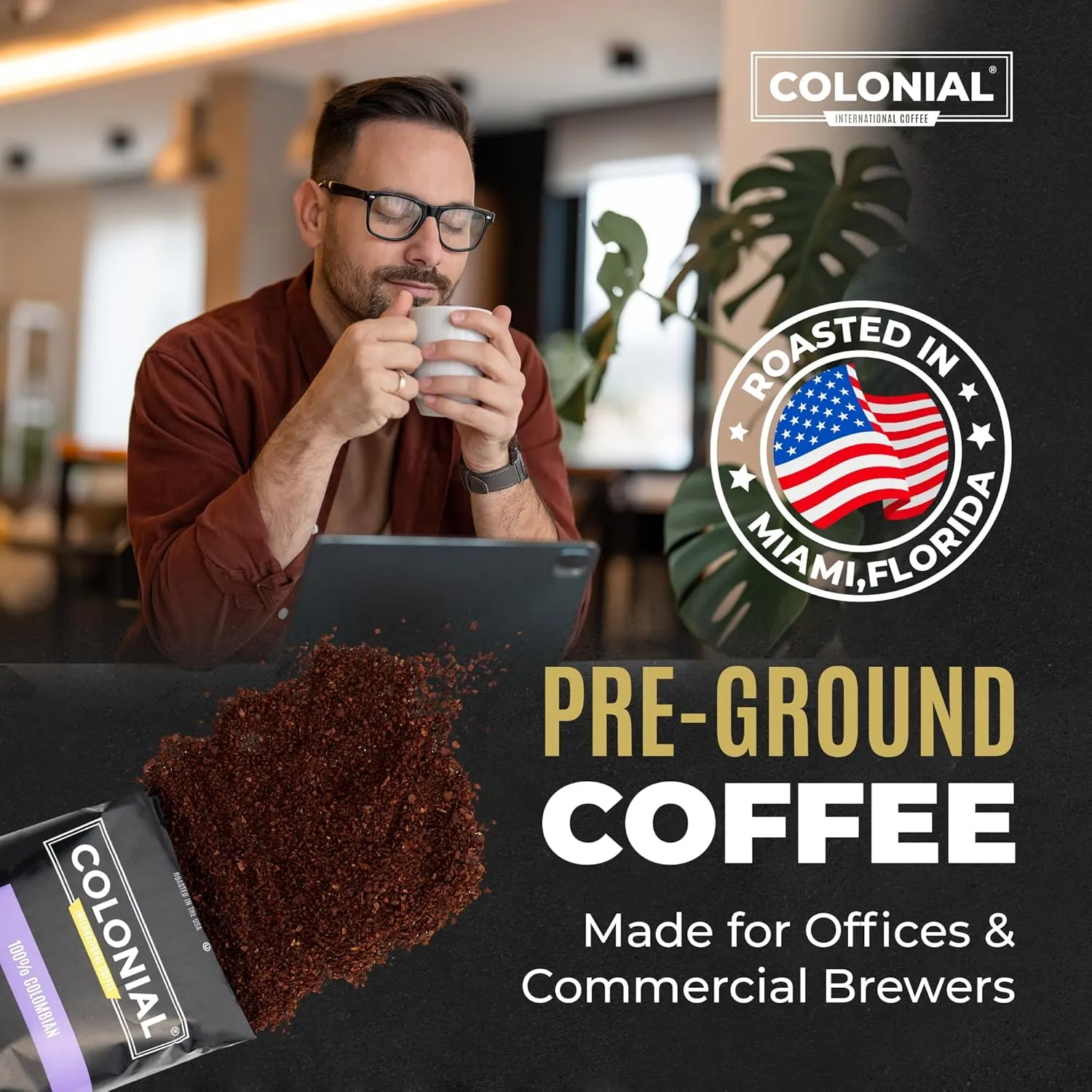 Colonial Coffee 32 Count Single Pot Coffee Packets – 100% Arabica Colombian Medium Roast | Pre-Measured Frac Packs for 12 Cup Maker | Bulk Ground Gourmet Coffee for Home & Office