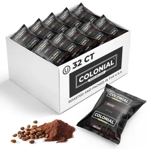 Colonial Coffee 32 Count Single Pot Coffee Packets – 100% Arabica Hawaiian Kona Medium Roast | Pre-Measured Frac Packs for 12 Cup Maker | Bulk Ground Gourmet Coffee for Home & Office