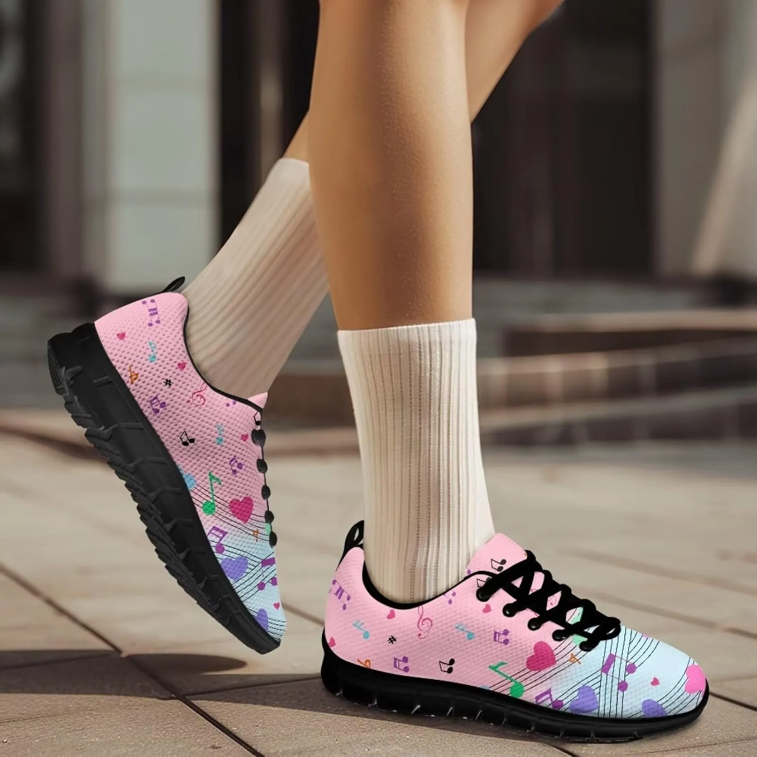 Coloranimal Road Running Sneakers for Unisex Women Men Lace-up Athletic Trainers Footwear