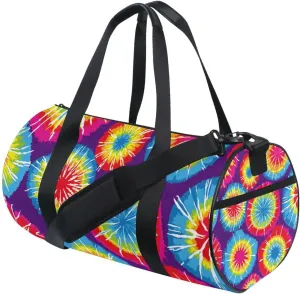 Colorful Tie Dye Pink Blue Purple Yellow Red Hippie Portable Gym Bag, Travel Bag, Luggage bag, Sports Bag, Toiletry Bag with Handles, Detachable Shoulder Strap 17.6 x 9 x 9 inch