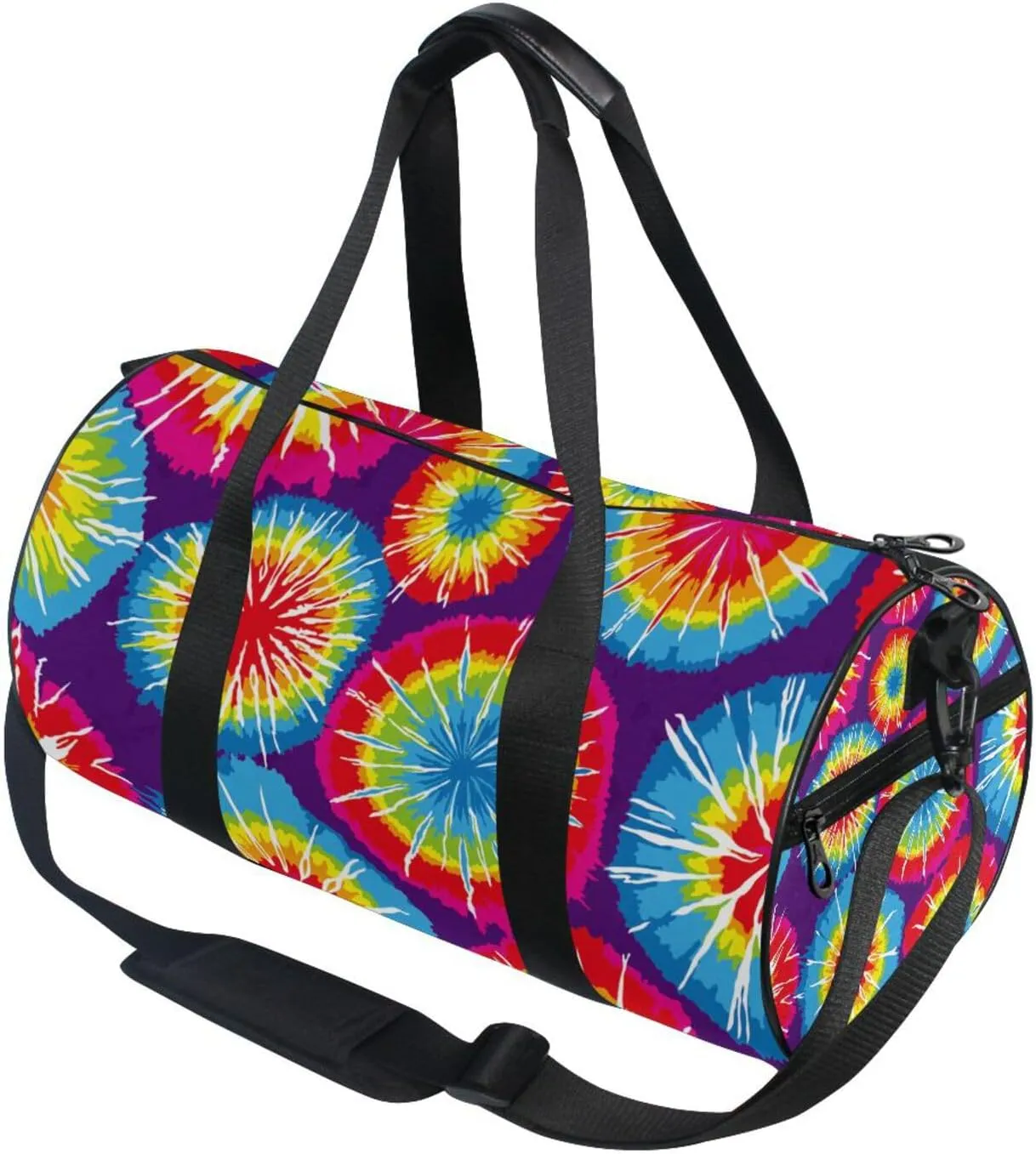 Colorful Tie Dye Pink Blue Purple Yellow Red Hippie Portable Gym Bag, Travel Bag, Luggage bag, Sports Bag, Toiletry Bag with Handles, Detachable Shoulder Strap 17.6 x 9 x 9 inch