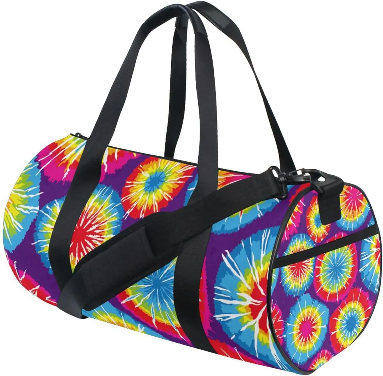 Colorful Tie Dye Pink Blue Purple Yellow Red Hippie Portable Gym Bag, Travel Bag, Luggage bag, Sports Bag, Toiletry Bag with Handles, Detachable Shoulder Strap 17.6 x 9 x 9 inch