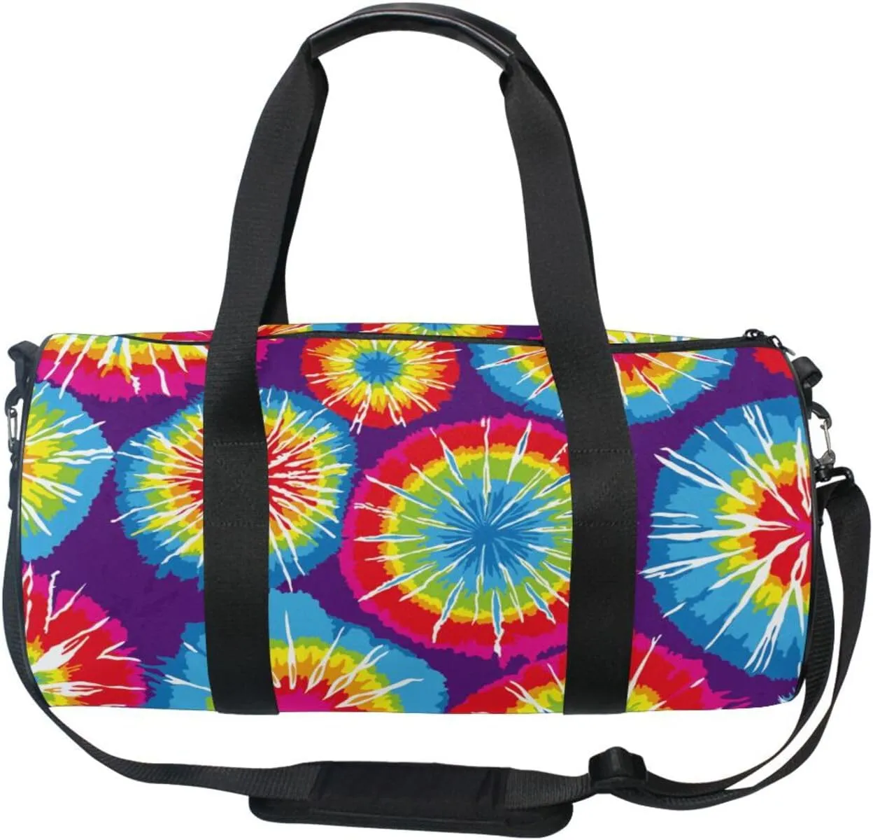 Colorful Tie Dye Pink Blue Purple Yellow Red Hippie Portable Gym Bag, Travel Bag, Luggage bag, Sports Bag, Toiletry Bag with Handles, Detachable Shoulder Strap 17.6 x 9 x 9 inch