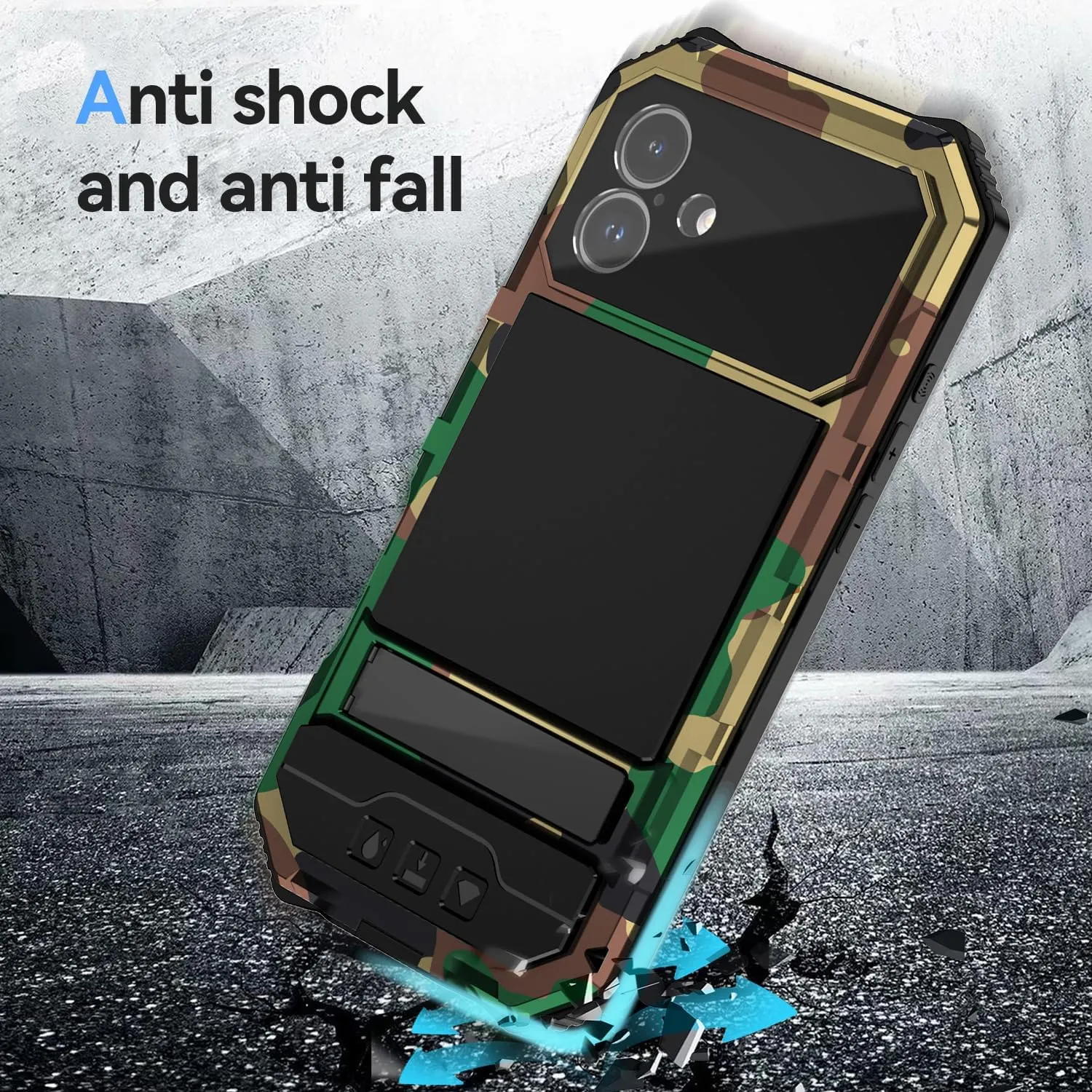 Compatibility with iPhone 16 Plus Case 6.7'' 2024 Heavy Duty Protection with Built in Lens Screen Protector Rugged Stand 360 Full Body Military Grade Metal Bumper Phone Cases Men Camouflage