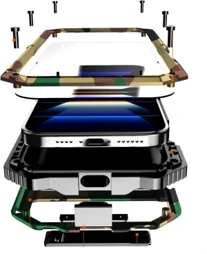 Compatibility with iPhone 16 Plus Case 6.7'' 2024 Heavy Duty Protection with Built in Lens Screen Protector Rugged Stand 360 Full Body Military Grade Metal Bumper Phone Cases Men Camouflage