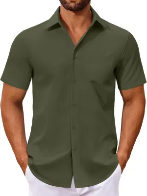 COOFANDY Men's Button Down Shirts Short Sleeve Casual Dress Shirts Untucked Summer Shirt with Pocket