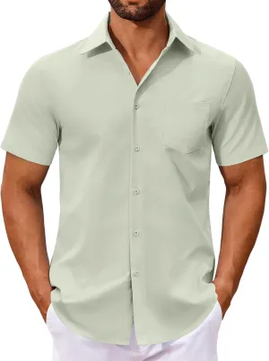 COOFANDY Men's Button Down Shirts Short Sleeve Casual Dress Shirts Untucked Summer Shirt with Pocket
