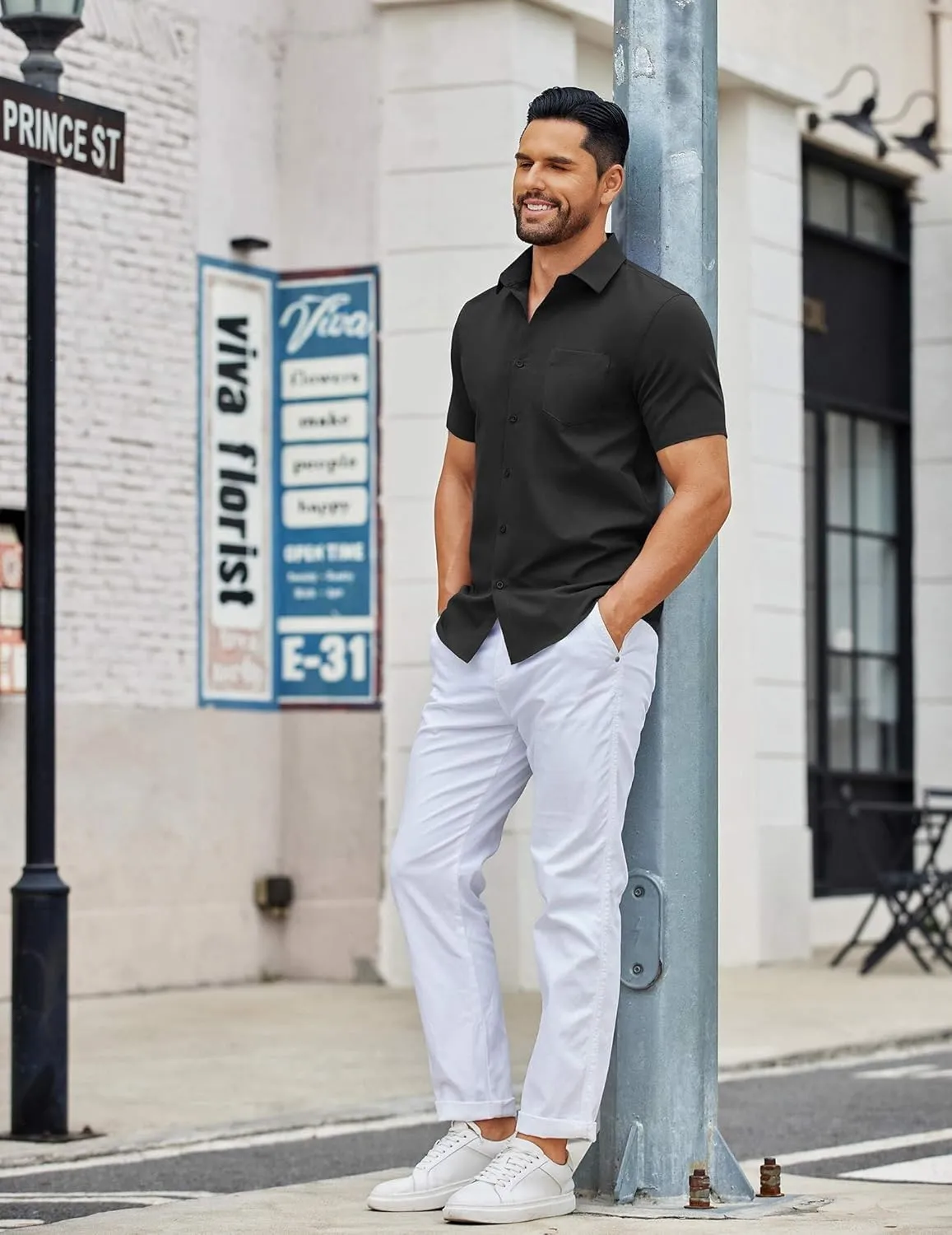 COOFANDY Men's Button Down Shirts Short Sleeve Casual Dress Shirts Untucked Summer Shirt with Pocket