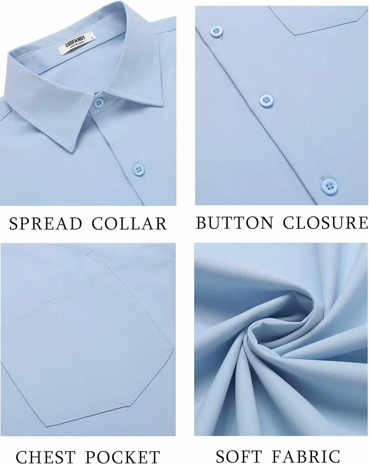 COOFANDY Men's Button Down Shirts Short Sleeve Casual Dress Shirts Untucked Summer Shirt with Pocket
