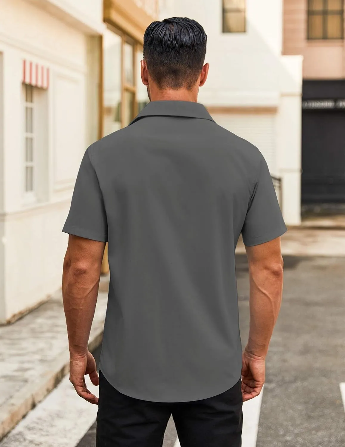 COOFANDY Men's Button Down Shirts Short Sleeve Casual Dress Shirts Untucked Summer Shirt with Pocket