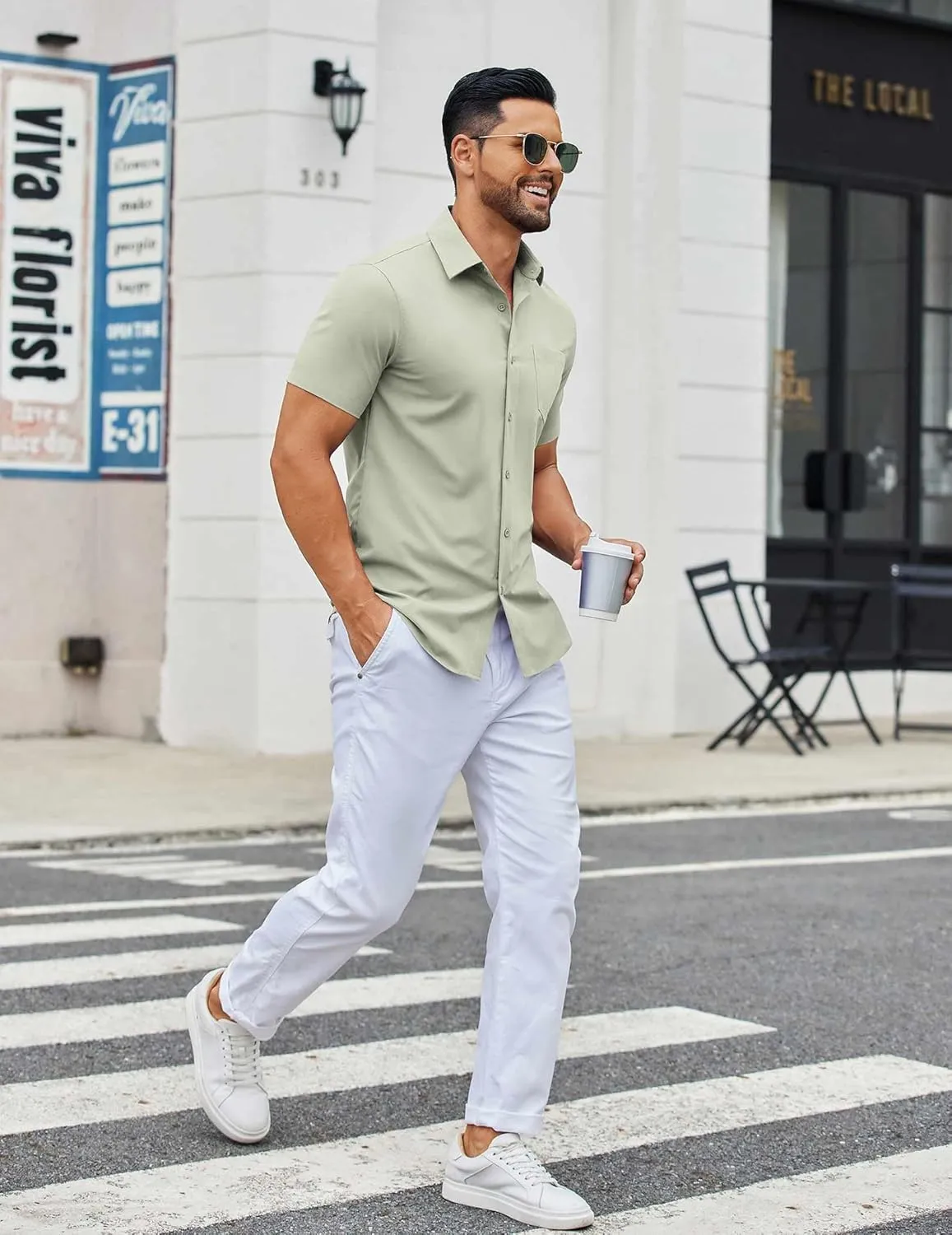 COOFANDY Men's Button Down Shirts Short Sleeve Casual Dress Shirts Untucked Summer Shirt with Pocket