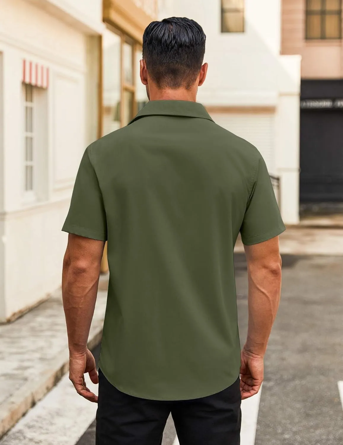 COOFANDY Men's Button Down Shirts Short Sleeve Casual Dress Shirts Untucked Summer Shirt with Pocket
