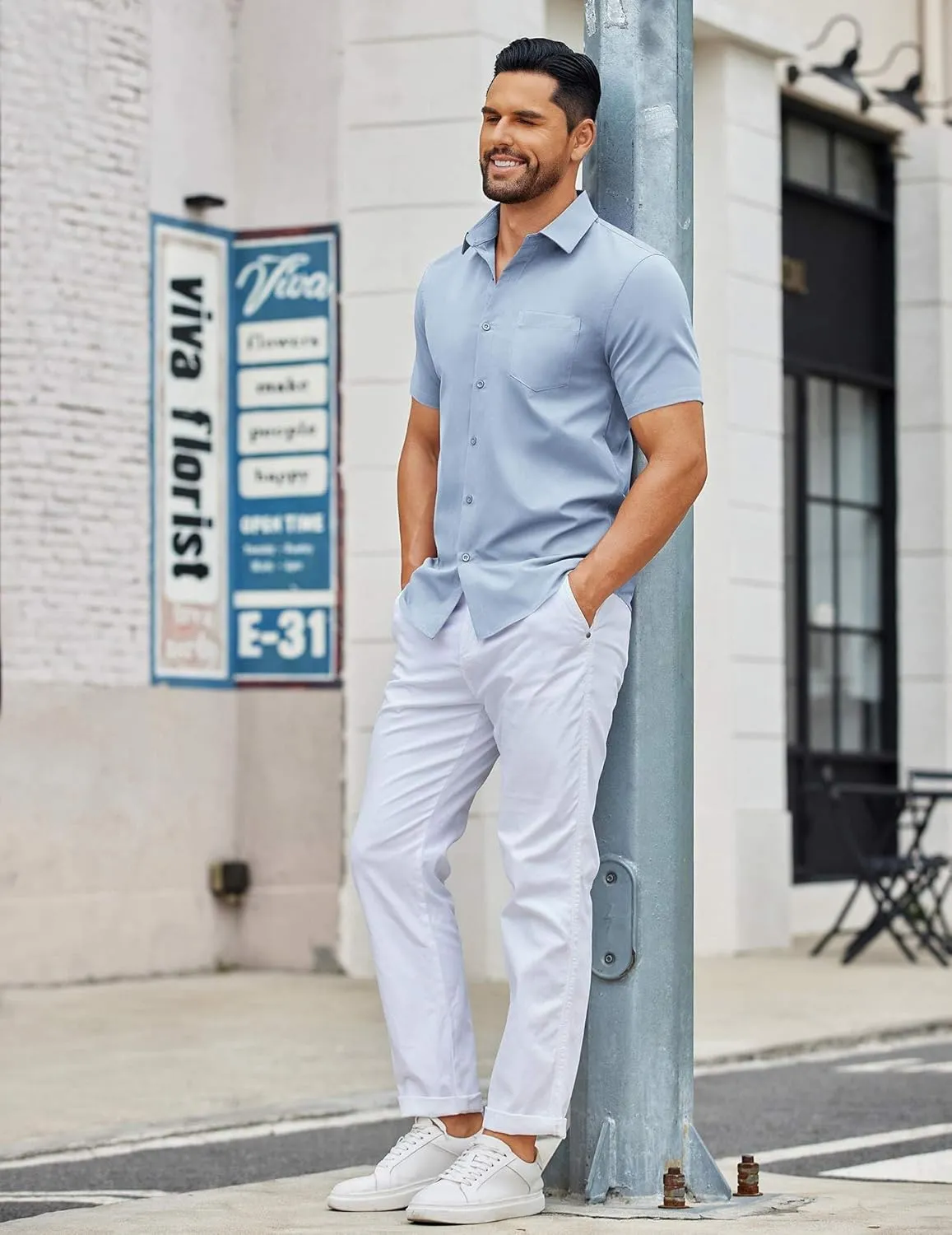 COOFANDY Men's Button Down Shirts Short Sleeve Casual Dress Shirts Untucked Summer Shirt with Pocket