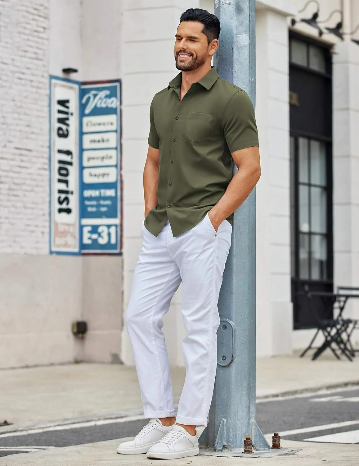 COOFANDY Men's Button Down Shirts Short Sleeve Casual Dress Shirts Untucked Summer Shirt with Pocket