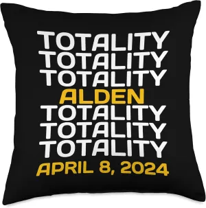 Cool Alden New York Solar Eclipse April 8 2024 Throw Pillow, 18x18, Multicolor