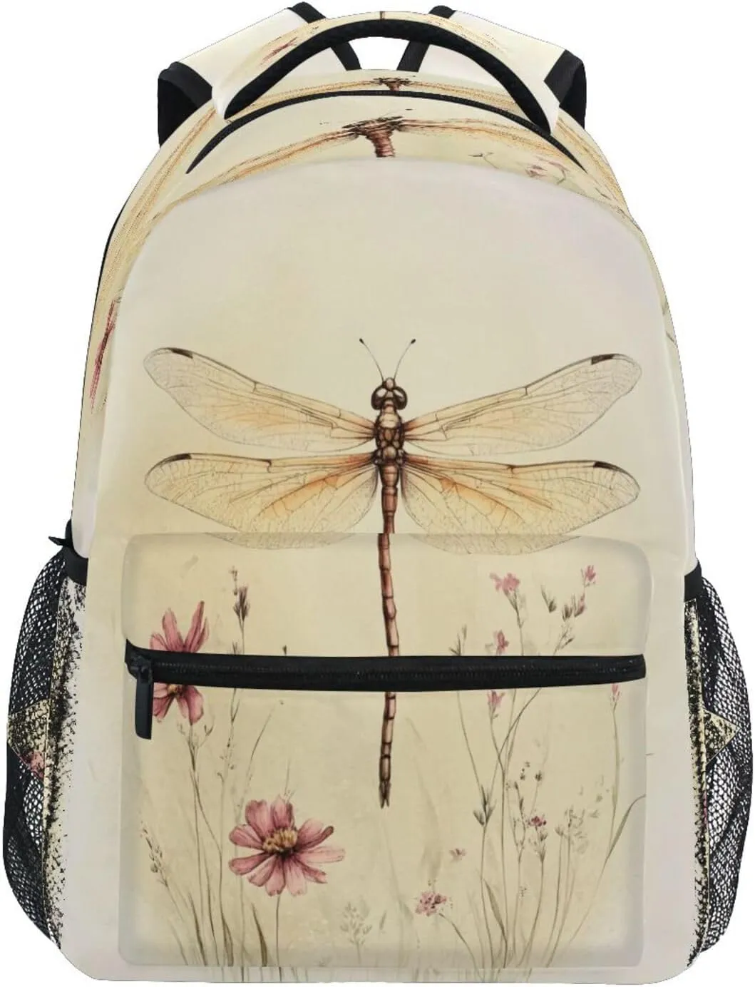 Cool Backpacks for Teacher Nurse Fashion College School Computer Bag with Chest Strap Gift Men & Women Sweet Dragonfly Brown