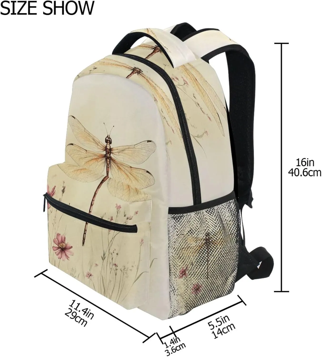 Cool Backpacks for Teacher Nurse Fashion College School Computer Bag with Chest Strap Gift Men & Women Sweet Dragonfly Brown