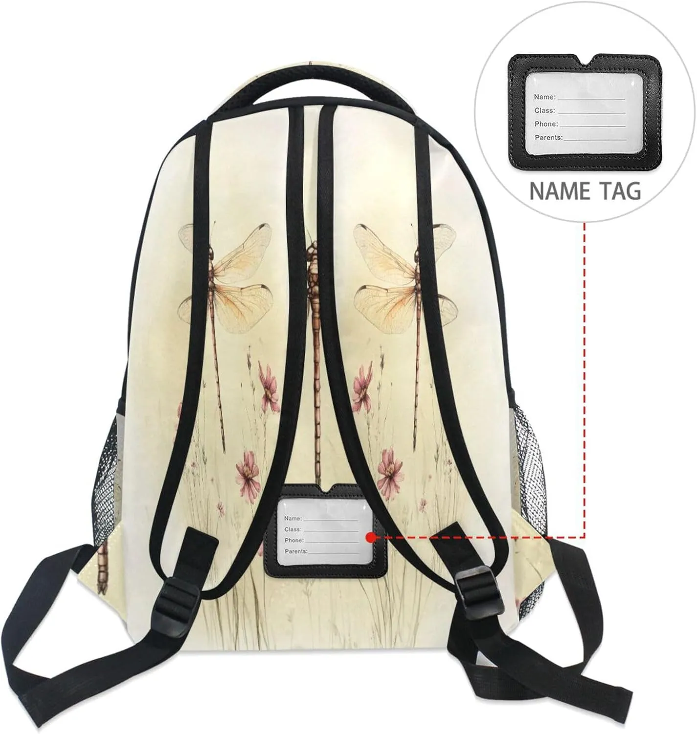 Cool Backpacks for Teacher Nurse Fashion College School Computer Bag with Chest Strap Gift Men & Women Sweet Dragonfly Brown